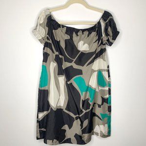 THEORY Feora Floret 100% Silk Off Shoulder‎ Dress Sz P/TP